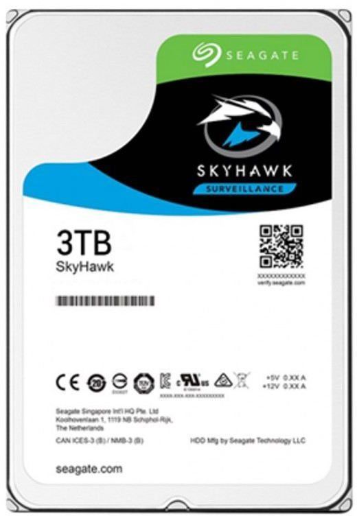 Жесткий диск SerialATA 3.5" 3000 GB Seagate SkyHawk (ST3000VX009) (5400 об/м, 256 MB, SATA600, для систем видеонаблюдения до 64 камер в режиме 24x7, A