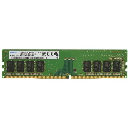 Память DIMM DDR4 8GB (PC4-25600, 3200MHz) Samsung (1шт x 8ГБ, CL 22, 1.2 В, Single rank x16, высота 32 мм, без радиаторов) [ M378A1K43EB2-CW