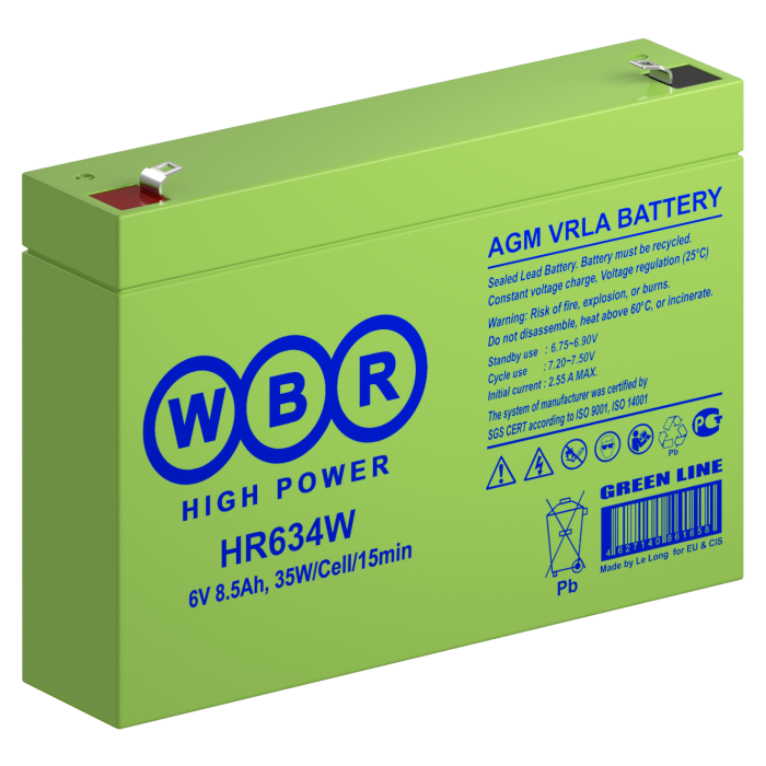 Аккумулятор WBR HR634W (6V / 9 Ah, lead-acid)