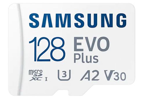 Флэш-карта microSDXC 128 GB Samsung EVO Plus (Class UHS-I U3 / V30 / A2, 130 MB/s SD адаптер. белый) [ MB-MC128KA/APC ]