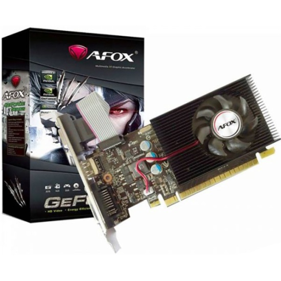 Видеокарта AFOX GeForce GT 730 (PCI-E 2.0, 2048 MB, GDDR5, 128 bit, Base: 783 MHz, 3400 MHz, 28nm, GK208-301, 384/32/8, БП от 300 Вт, активное охлажде