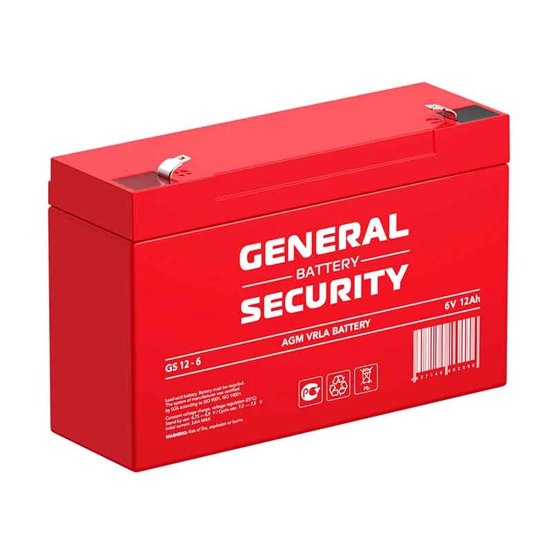 Аккумулятор General Security GS 12-6 (6V /12  Ah, lead-acid)
