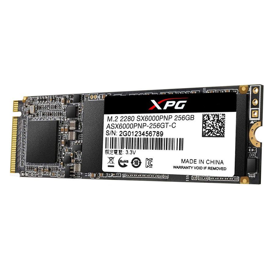 Накопитель SSD M.2 256 GB ADATA XPG SX6000 Pro (ASX6000PNP-256GT-C) Retail (2100 МБ/сек, 1200 МБ/сек, read: 190000 IOPS, write: 180000 IOPS, PCI-Expre