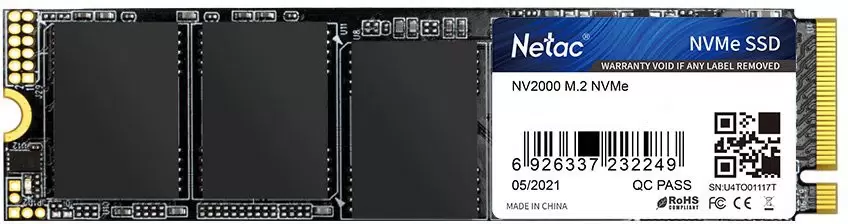 Накопитель SSD M.2 512GB NETAC NV2000 (NT01NV2000-512-E4X) Retail (2500/1950МБ/сек, NVMe PCI-Ex4 3.0, 3D TLC, TBW 300, M.2 2280)