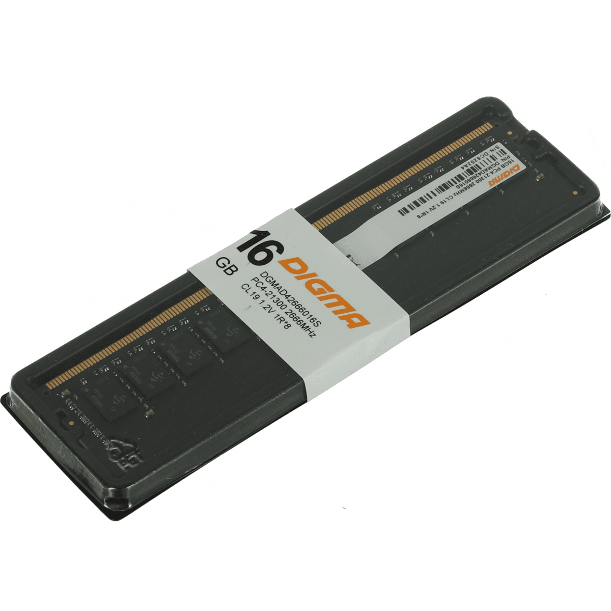 Память DIMM DDR4 16GB (PC4-25600, 3200MHz) Digma (1шт x 16ГБ, CL22, 1.2В, Single rank x8, высота 31 мм, без радиаторов) [ DGMAD43200016S ]