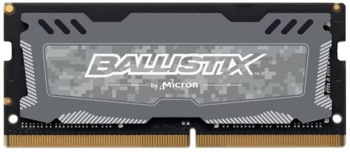 Память SODIMM DDR4 4 GB (PC4-21300, 2666 MHz) Crucial Ballistix Sport LT (1 шт x 4 ГБ, CL 16-16-16, 1.2 В, Single rank x8, высота 30 мм, серые радиато