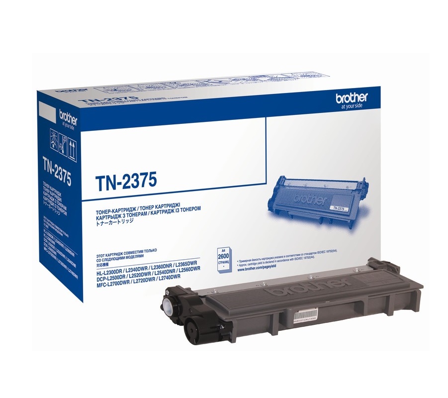 Тонер-картридж Brother TN-2375 (black, до 2600 стр) для HL-L2300D/HL-L2340DW/HL-L2360DN/HL-L2365DW/DCP-L2500D/DCP-L2520DW/DCP-L2540DN/DCP-L2560DW/MFC-L2700DW/MFC-L2720DW/MFC-L2740DW