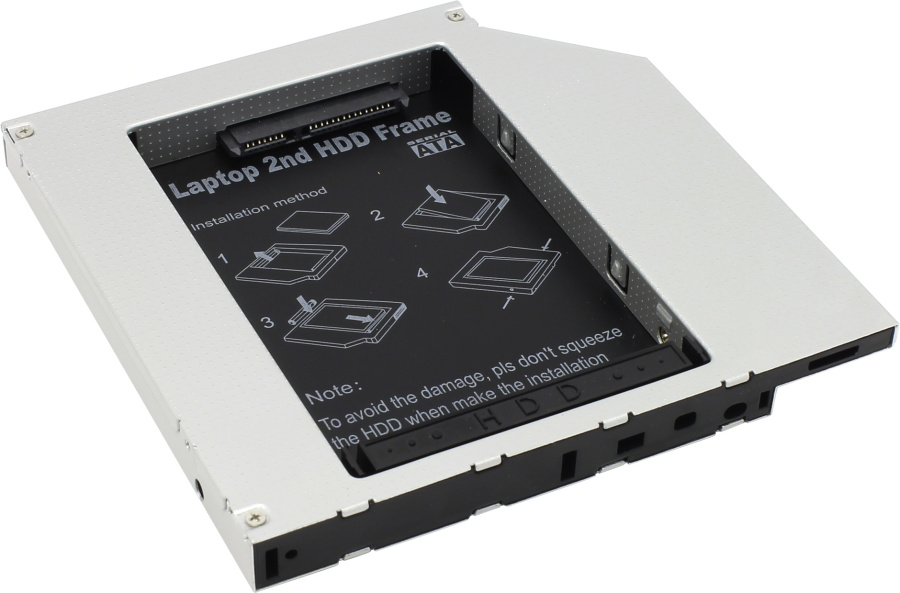 Переходник Espada IS12 для для установки SATA HDD/SSD 2,5" вместо DVD slim (интерфейс подключения IDE, отсек привода ноутбука 12.7 мм, 128x173x13 мм) 