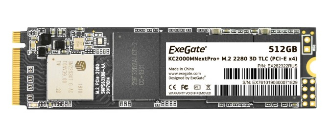 Накопитель SSD M.2 512 GB ExeGate Next Pro+ (EX282322RUS) OEM (1600 МБ/сек, 1200 МБ/сек, PCI-Express 4x rev.3.0 (NVMe 1.3), 3D NAND (TLC), Silicon Mot