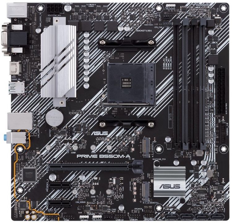Материнская плата ASUS PRIME B550M-A Retail (AMD, B550, S - AM4, mATX, Dual channel DDR4-4600*, 4 slots, (до 128 GB), SATA: 4, SATA600, 4 - RAID 0/1/1