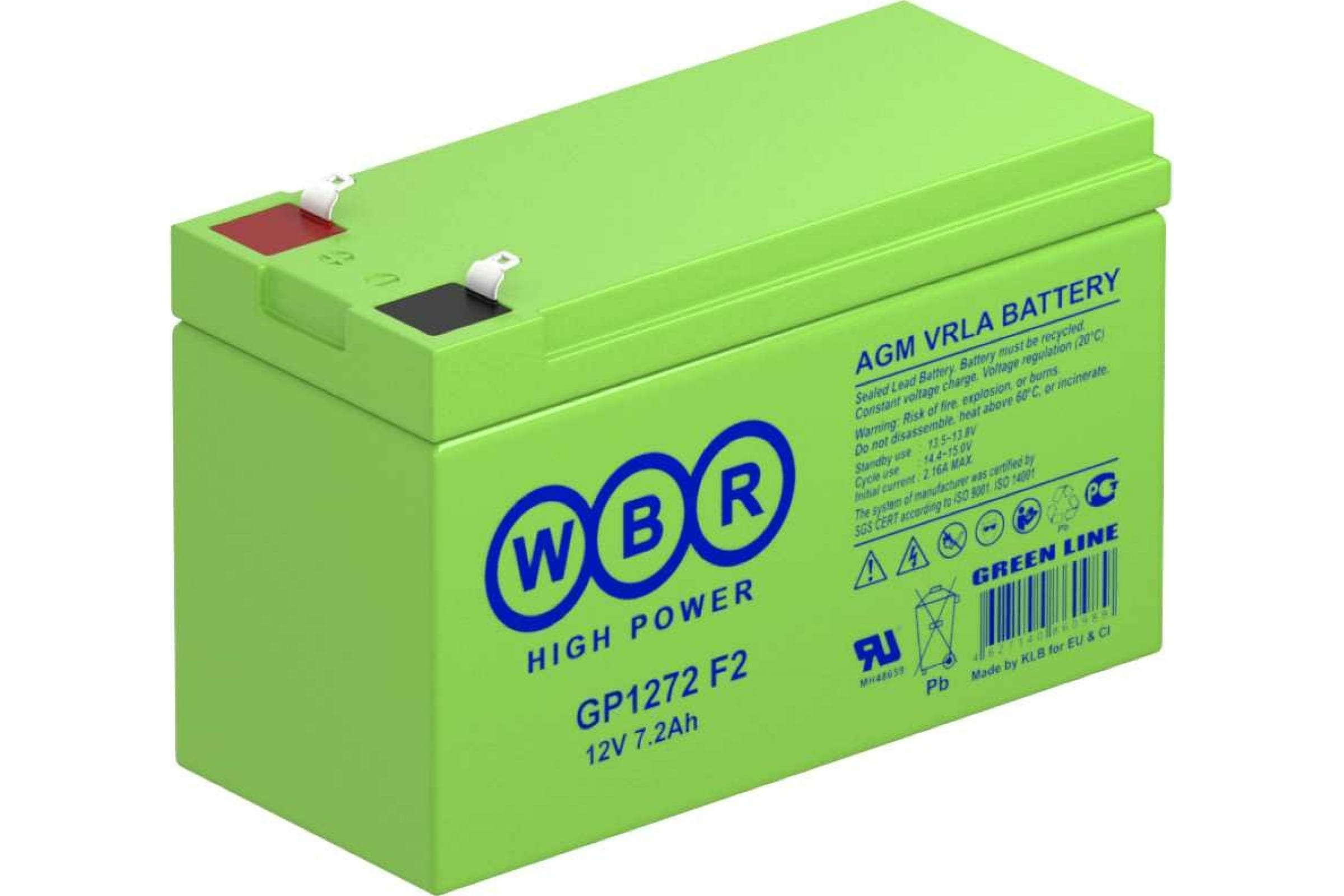 Аккумулятор WBR GP1272 (12V / 7,2 Ah, lead-acid, F2)