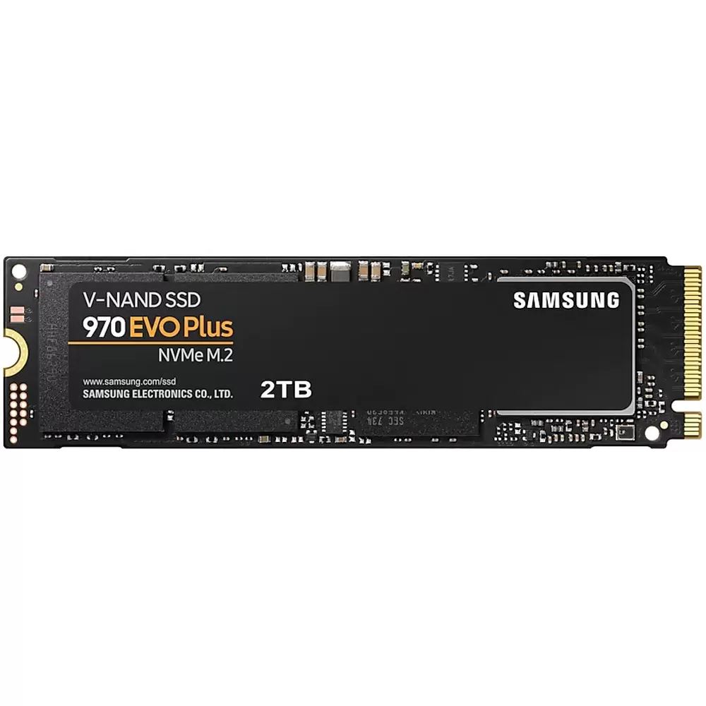Накопитель SSD M.2 2TB Samsung 970 EVO Plus (MZ-V7S2T0BW) Retail (3500/3300МБ/сек, 500K/560K IOPS, NVMe PCI-Ex4 3.0, TLC, TBW 1200, M.2 2280)