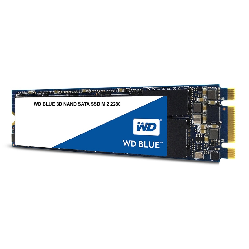 Накопитель SSD M.2 500GB WD Blue (WDS500G2B0B) Retail (560/530МБ/сек, 95K/84K IOPS, SATA600, 3D TLC, TBW 200, M.2 2280)