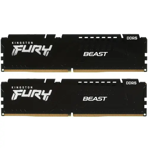 Память DIMM DDR5 32GB (PC5-41600, 5200MHz) Kingston FURY Beast Black (2шт x 16ГБ, CL 40-40-40, 1.25 В, SR x8, высота 34.9 мм) KF552C40BBK2-32