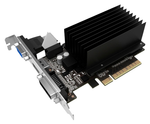 Видеокарта Palit GeForce GT 730 (PCI-E 2.0, 2048 MB, GDDR3, 64 bit, Base: 902 MHz, 1800 MHz, 28nm, GK208-301, 384/32/8, БП от 300 Вт, пассивное охлажд