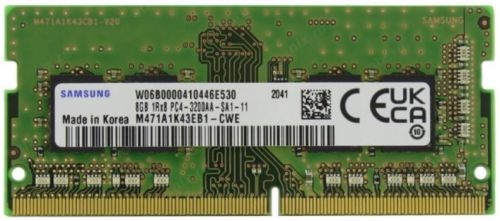 Память SODIMM DDR4 8 GB (PC4-25600, 3200 MHz) Samsung (1 шт x 8 ГБ, CL 22-22-22, 1.2 В, Single rank x8, высота 30 мм) [ M471A1K43EB1-CWE ]