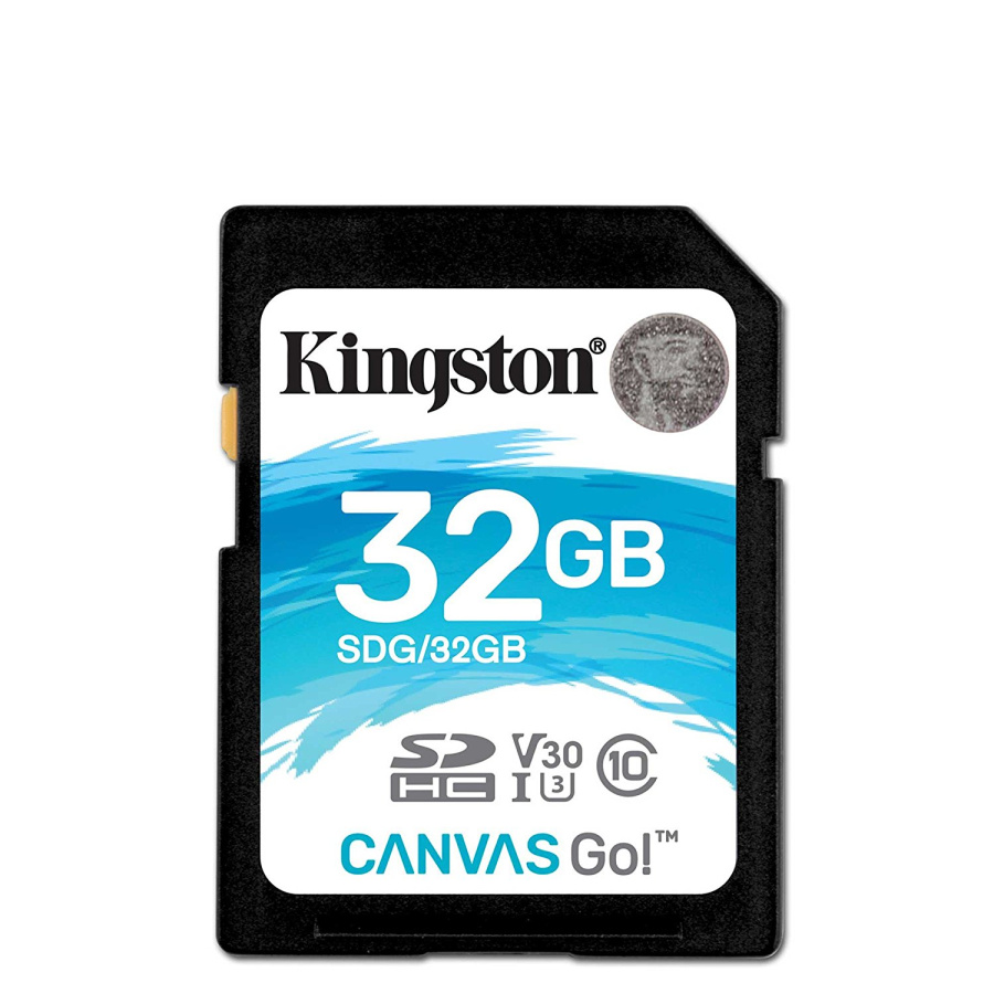 Флэш-карта SDHC 32 GB Kingston Canvas Go! (Class UHS-I U3 / V30, 90 MB/s 45 MB/s черно-голубой) [ SDG/32GB ]