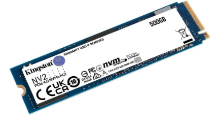 Накопитель SSD M.2 500GB Kingston NV2 (SNV2S/500G) Retail (3500/2100МБ/сек, NVMe PCI-Ex4 4.0, 3D QLC, TBW 160)