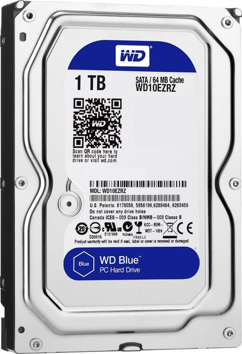 Жесткий диск 3.5" 1TB WD Blue (WD10EZRZ) (5400об/м, 64MB, SATA600, для настольных ПК, AF 4Kn) OEM