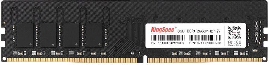Память DIMM DDR4 8GB (PC4-21300, 2666MHz) Kingspec (1шт x 8ГБ, CL 19-19-19, 1.2 В, Single rank x8, высота 31 мм, без радиаторов) [ KS2666D4P12008G