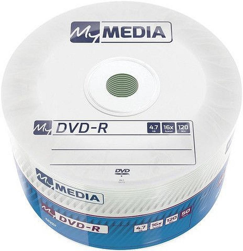 Диск DVD-R MyMedia (4.7 GB, 16 x, Cakebox, 50 шт, Pack wrap, разноцветные, printable) [ 69202 ]