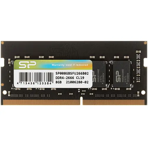 Память SODIMM DDR4 8 GB (PC4-21300, 2666 MHz) Silicon Power (1 шт x 8 ГБ, CL 19-19-19, 1.2 В, Single rank x8, Retail) [ SP008GBSFU266B02 ]