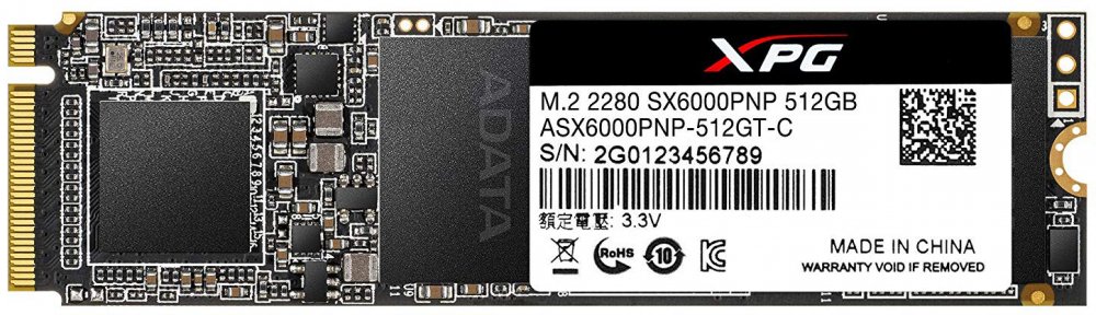 Накопитель SSD M.2 512GB ADATA XPG SX6000 Pro (ASX6000PNP-512GT-C) Retail (2100/1400МБ/сек, 250K/240K IOPS, NVMe PCI-Ex4 3.0, 3D TLC)