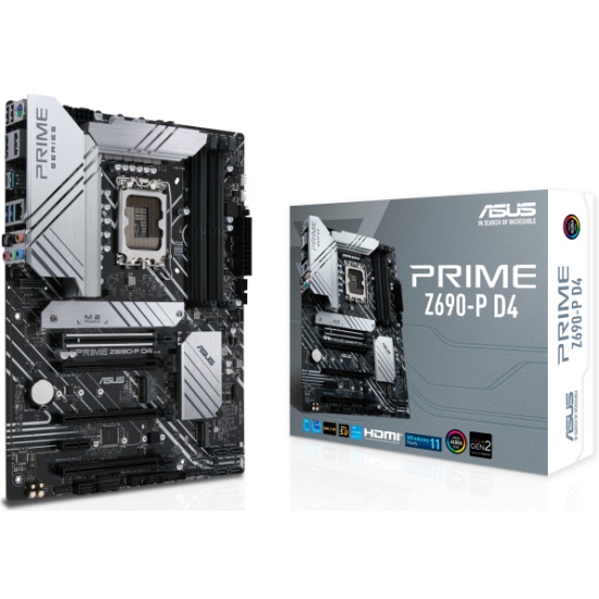 Материнская плата ASUS PRIME Z690-P D4 Retail (Intel, Z690, S - 1700, ATX, Dual channel DDR4-5333*, 4 slots, (до 128 GB), SATA: 4, SATA600, 4 - RAID 0