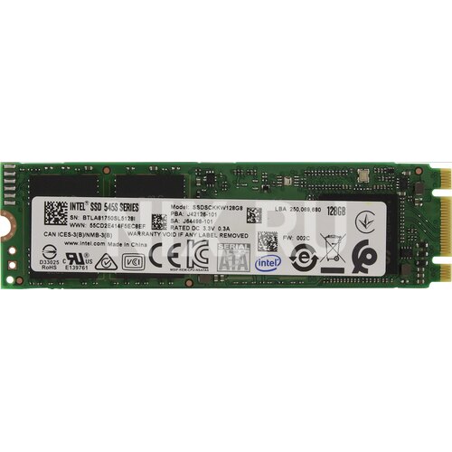 Накопитель SSD M.2 128GB Intel 545S Series (Liberty Harbor) (SSDSCKKW128G8X1) OEM (550/440МБ/сек, 70K/80K IOPS, SATA600, 3D TLC, TBW 72, M.2 2280)