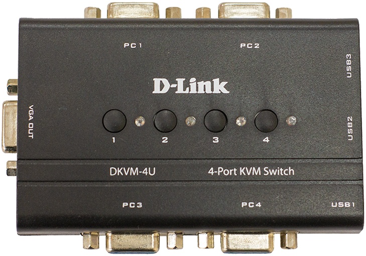 Электронный коммутатор D-Link DKVM-4K/B3A (4 порта мон/клав/мышь)