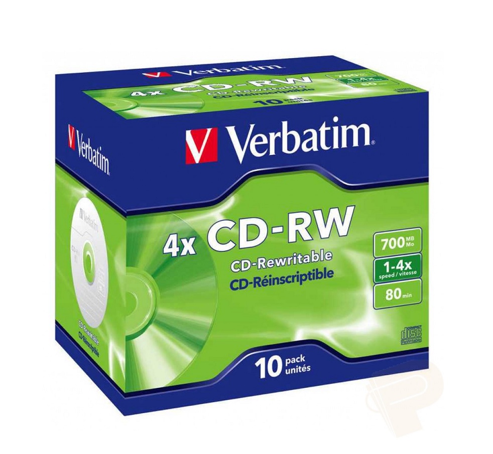 Диск CD-RW Verbatim (700 MB, 2-4 x, Jewelbox, 10 шт) DataLife+ [ 43123 ]