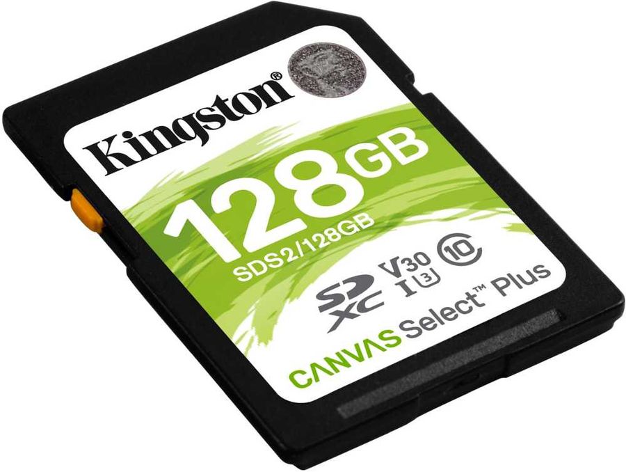 Флэш-карта SDXC 128 GB Kingston Canvas Select Plus (Class UHS-I U3 / V30, 100 MB/s 85 MB/s черно-зеленый) [ SDS2/128GB ]