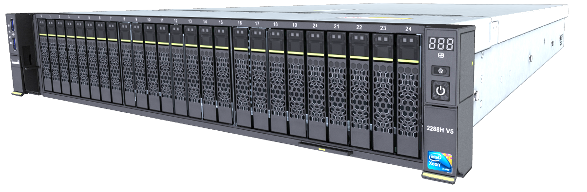 Сервер xFusion 2288H V5 / 25x 2,5” SAS/SATA 2U rack / TPM 2.0 / 2 x Intel Xeon Gold 6254 (3.1GHz, 18C, 10.4GT/s, 24.75MB, 200W) / 4 x 32GB ECC RDIMM 2933MHz Memory / 1x Expander / 1x SM212 Onboard NIC,4xGE Electrical Interface(I350),RJ45 / 24x 7.68TB SATA