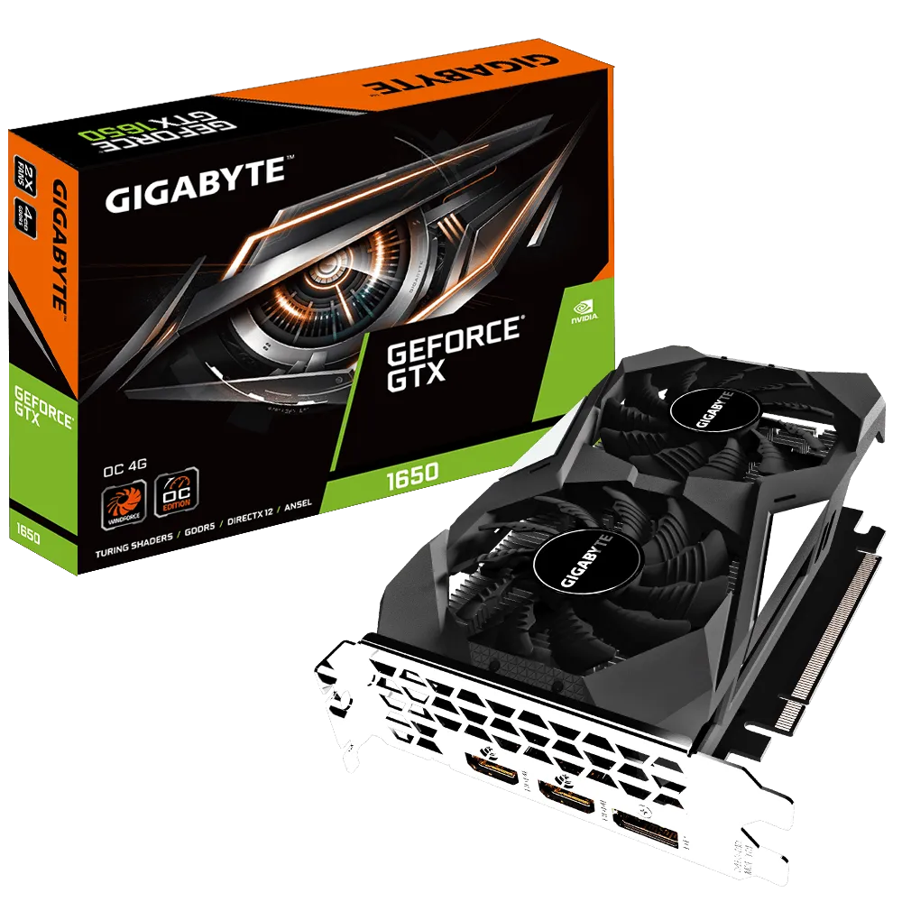 Видеокарта Gigabyte GeForce GTX 1650 OC 4G (PCI-E 3.0, 4096 MB, GDDR6, 128 bit, Base: 1590 MHz, Boost: 1635 MHz, 12000 MHz, 12nm, TU117, 896/56/32, БП