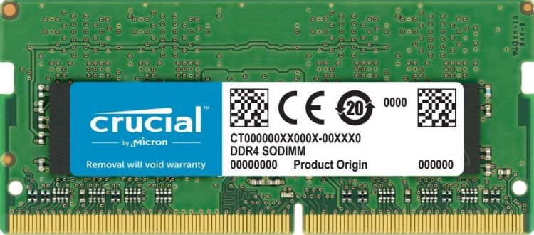 Память SODIMM DDR4 4 GB (PC4-21300, 2666 MHz) Crucial (1 шт x 4 ГБ, CL 19-19-19, 1.2 В, Single rank x8, высота 30 мм) [ CT4G4SFS8266 ]