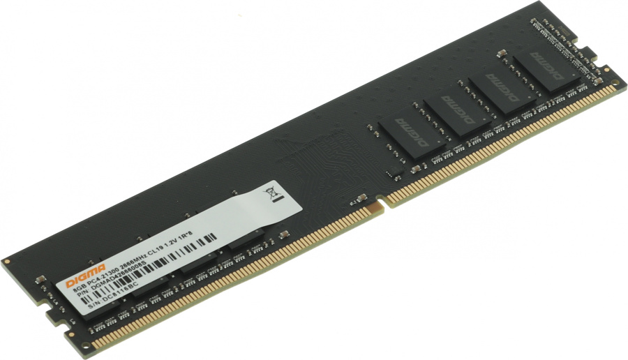 Память DIMM DDR4 8 GB (PC4-21300, 2666 MHz) Digma (1 шт x 8 ГБ, CL 19-19-19, 1.2 В, Single rank x8, высота 32 мм, без радиаторов) [ DGMAD42666008S ]