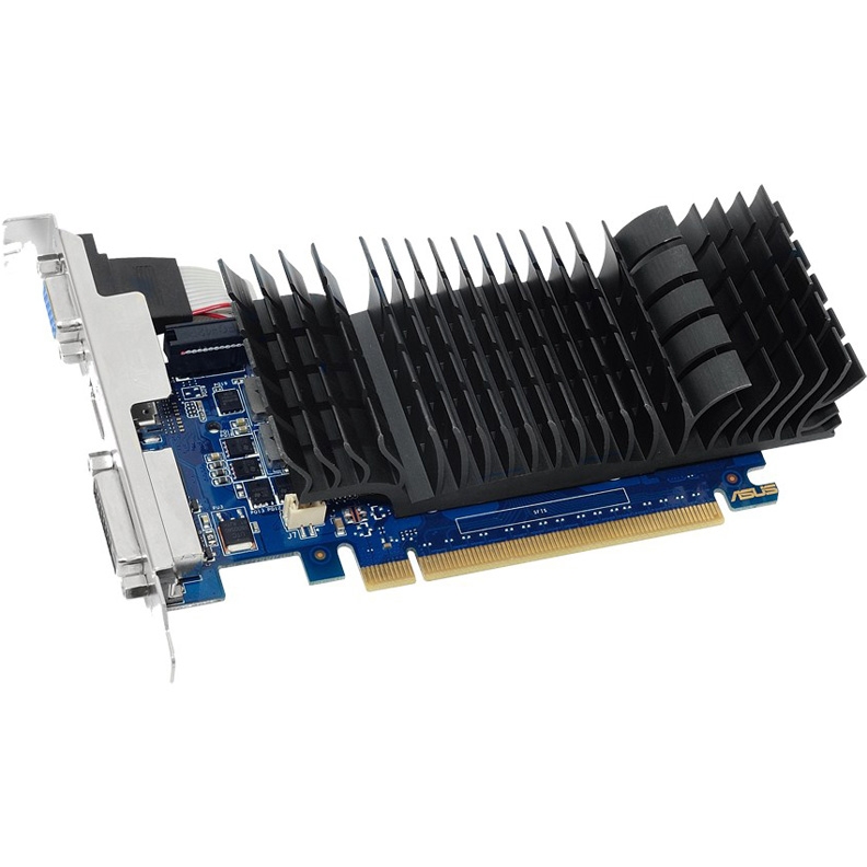 Видеокарта ASUS GeForce GT 730 (PCI-E 2.0, 2048 MB, GDDR5, 64 bit, Base: 902 MHz, 5010 MHz, 28nm, GK208-301, 384/32/8, БП от 300 Вт, пассивное охлажде