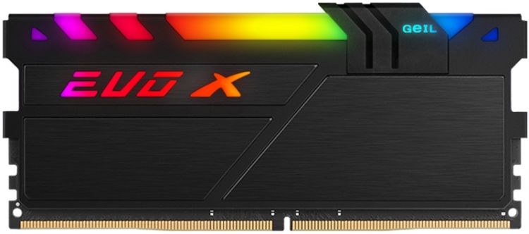 Память DIMM DDR4 8GB (PC4-28800, 3600MHz) GEIL EVO X II Black Series (1шт x 8ГБ, CL 18-20-20-40, 1.35 В, DR x8, RGB подсветка) GEXSB48GB3600C18ASC