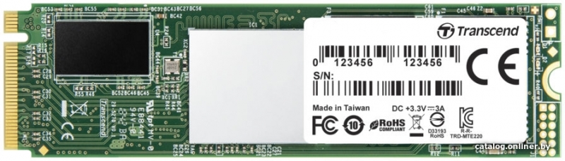 Накопитель SSD M.2 256GB Transcend MTE220S (TS256GMTE220S) Retail (3300/1100МБ/сек, 210K/290K IOPS, PCI-Ex4 3.0 (NVMe 1.2), TBW 550)
