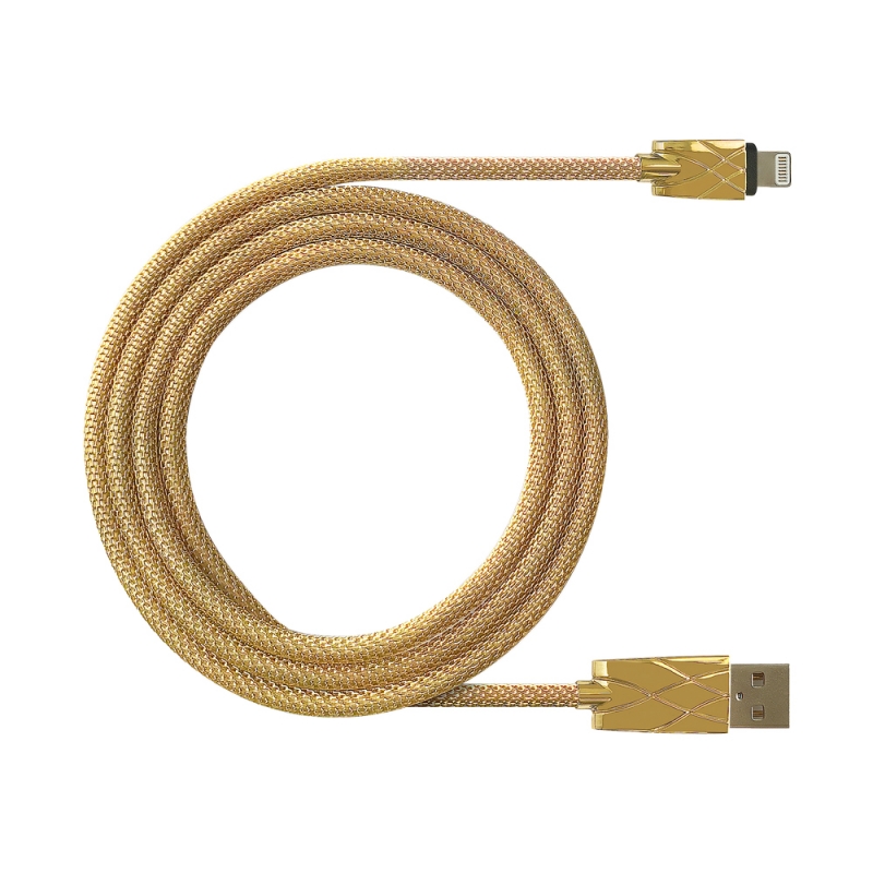 Кабель USB (M) - Lightning 8 pin DF iMetal-01 (gold) (золотой, металлическая оплетка, 1 м) [ 4660043016596 ]