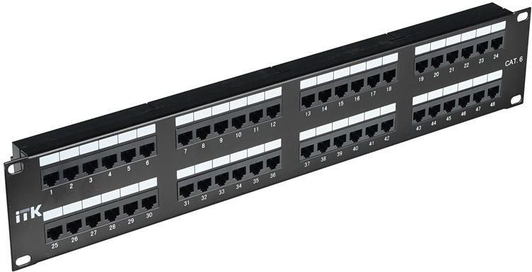 Коммутационная панель 19" 2U ITK [ PP48-2UC5EU-D05 ] (48 портов RJ-45, категория 5e, IDC Dual)